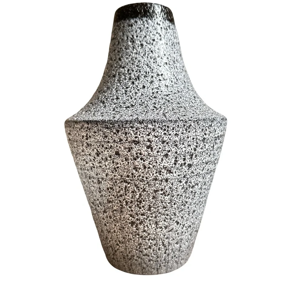 Crate and Barrel Ema Textured Barrel Vase Small Black White